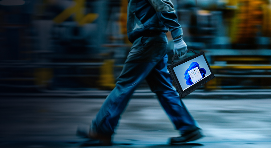 ONERugged tablet with glove-friendly touchscreen in a warehouse