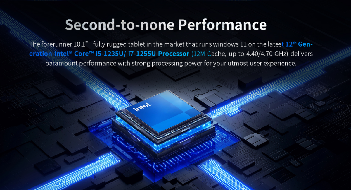  Tableta rugosa de M10A is powered by the 12th Gen Intel Core i5-1235U or i7-1255U processor