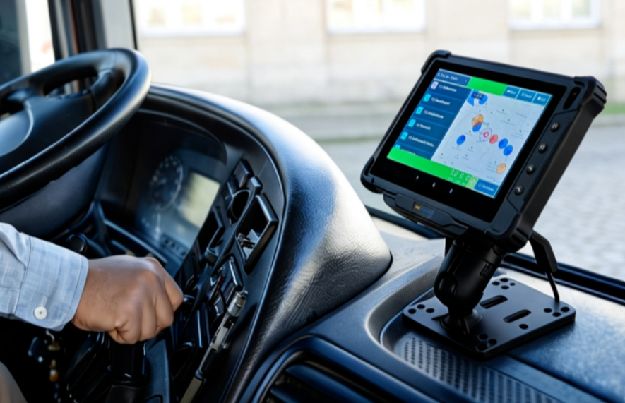 Drivers can monitor connection status Y tour progress in real time via an intuitive 8-inch touchscreen interface Drivers can monitor connection status Y tour progress in real time via an intuitive 8-inch touchscreen interface
