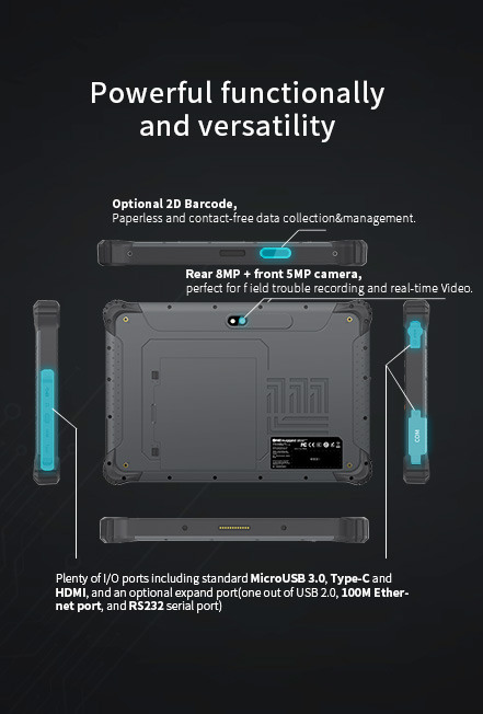 M10R industrial tablet 100M Ethernet port and RS232 serial port extension